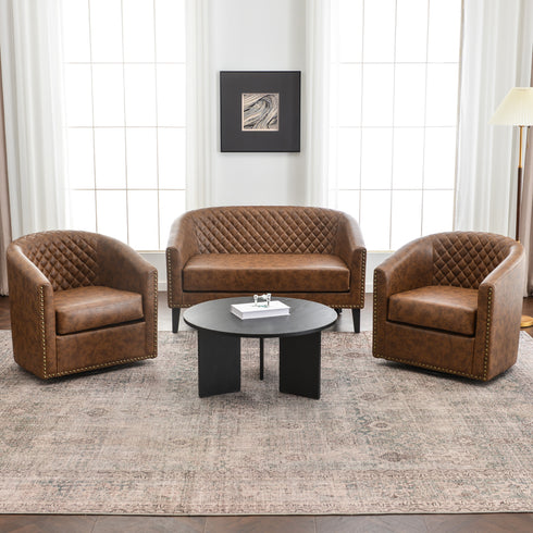 Logan Faux Leather Tufted Loveseat | Fabric Loveseat Couch | Kinwell Furniture | Modern Loveseats & Comfortable Loveseat Sofa Couches